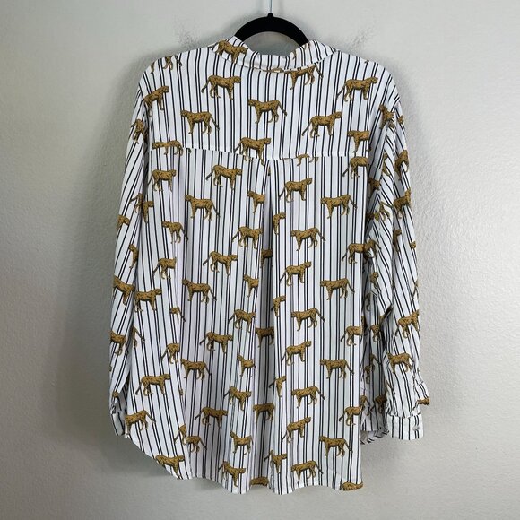 Jane + Delancey Womens Plus 2X Button Up Shirt Cheetah Print Blouse Long Sleeve - Picture 10 of 10